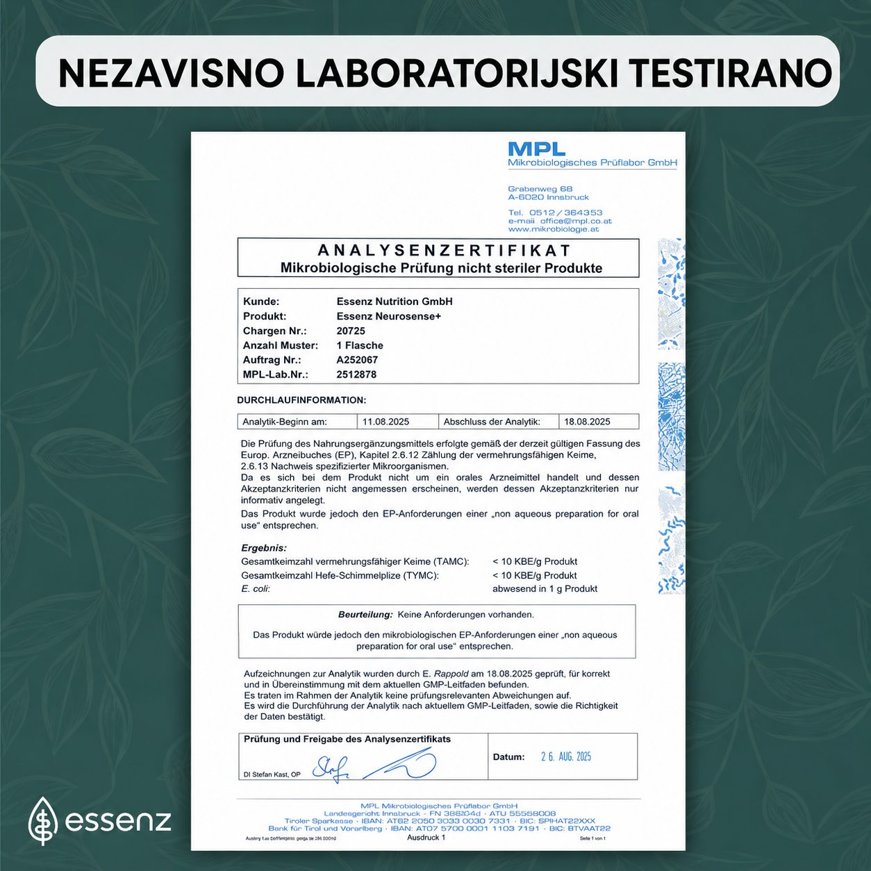 ESSENZ Neurosense+ kapsule